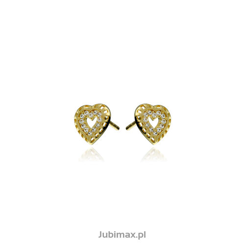 Kolczyki złote pr.375 z cyrkoniami serca