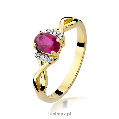 Pierścionek z rubinem W19 0,60ct żółte złoto r14