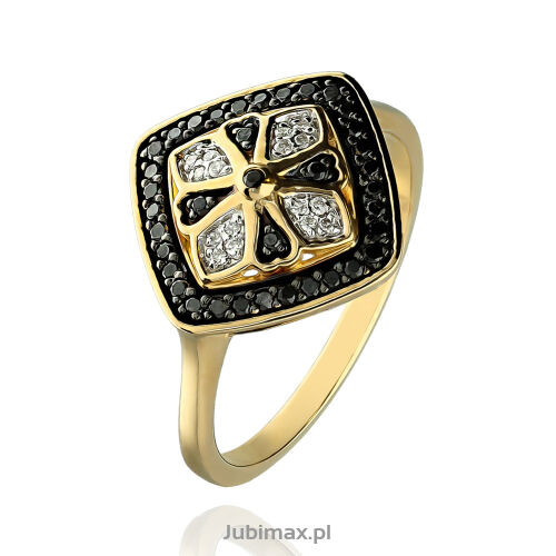 Pierścionek z brylantami 0,13ct żółte złoto r17