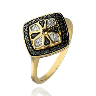 Pierścionek z brylantami 0,13ct żółte złoto r17