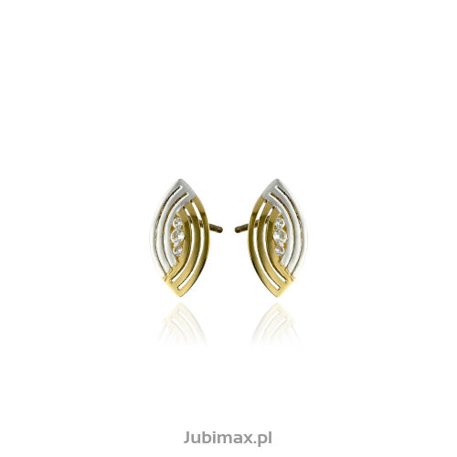 Kolczyki złote pr.375 z cyrkoniami łezki ażurowe