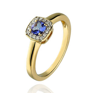 Pierścionek z tanzanitem 0,24ct i brylantami r12
