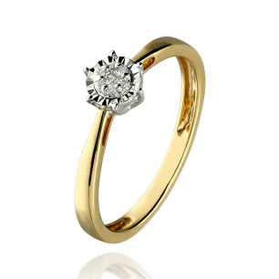 Pierścionek z brylantami 0,05ct żółte złoto r14