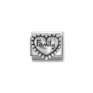 Nomination Link Silver 925 330101-84 Serce z napisem Family