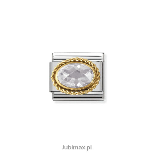 Nomination Link Gold 18K 030602-010 Biała cyrkonia
