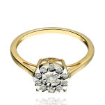 Pierścionek z brylantami 0,15ct żółte złoto r14