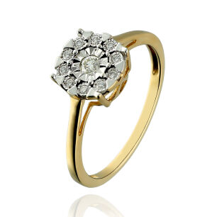 Pierścionek z brylantami 0,15ct żółte złoto r14