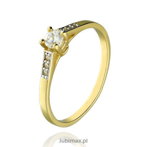 Pierścionek złoty pr.375 z cyrkoniami r14