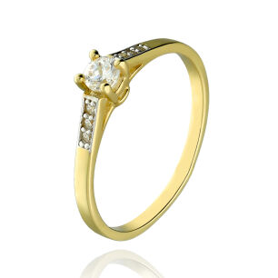 Pierścionek złoty pr.375 z cyrkoniami r14