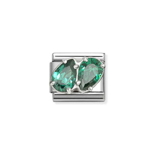 Nomination Link Silver 925 330329-12 Zielone krople