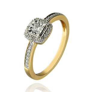 Pierścionek z brylantami 0,25ct żółte złoto r13