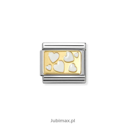 Nomination Link Gold 18K 030284-70 Białe serca