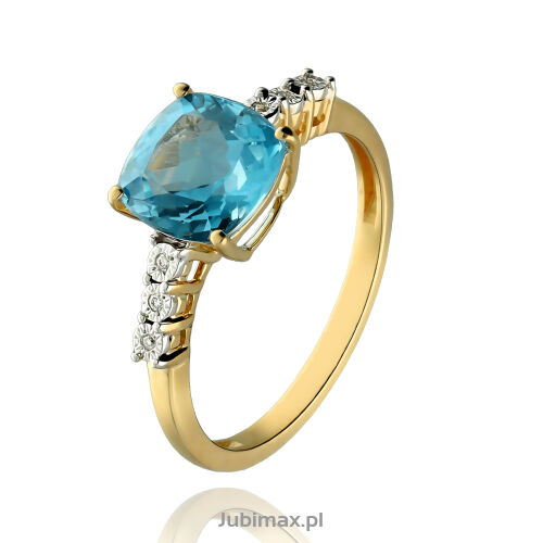 Pierścionek z topazem 2,80ct i brylantami r15