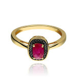 Pierścionek z rubinem 0,65ct i brylantami r14