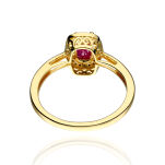 Pierścionek z rubinem 0,65ct i brylantami r14