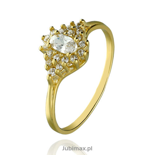 Pierścionek złoty pr.375 z cyrkoniami r18