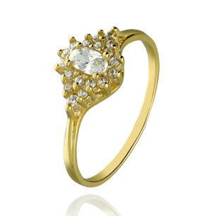 Pierścionek złoty pr.375 z cyrkoniami r18