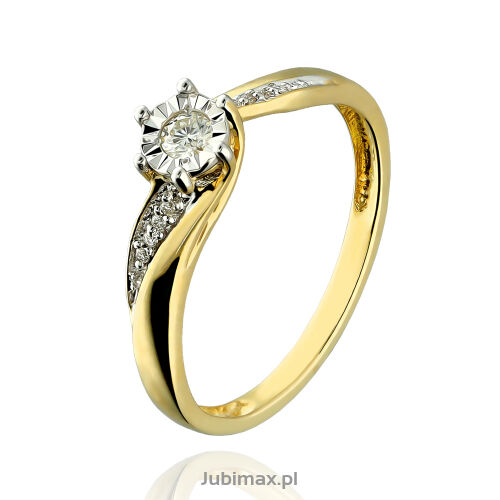 Pierścionek z brylantami 0,15ct żółte złoto r12