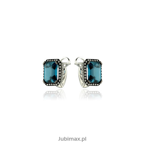 Kolczyki london blue topazy i brylanty 0,22ct
