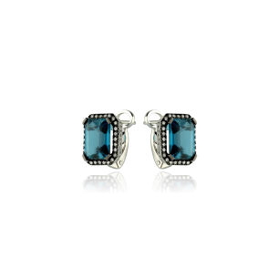 Kolczyki london blue topazy i brylanty 0,22ct