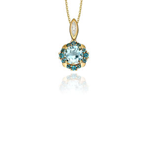 Zawieszka sky blue topaz 1,05ct i brylanty