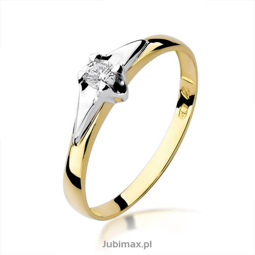 Pierścionek z brylantem W88 0,08ct żółte złoto r15