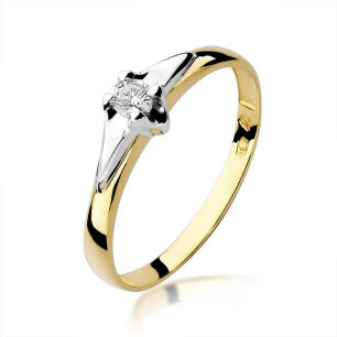 Pierścionek z brylantem W88 0,08ct żółte złoto r15