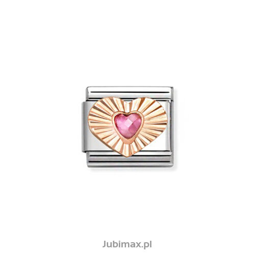 Nomination Link Rose Gold 9K 430610-003 Różowa cyrkonia serce