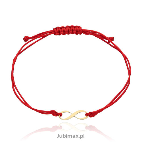 Bransoletka złota pr.585 sznurek czerw. nieskończ