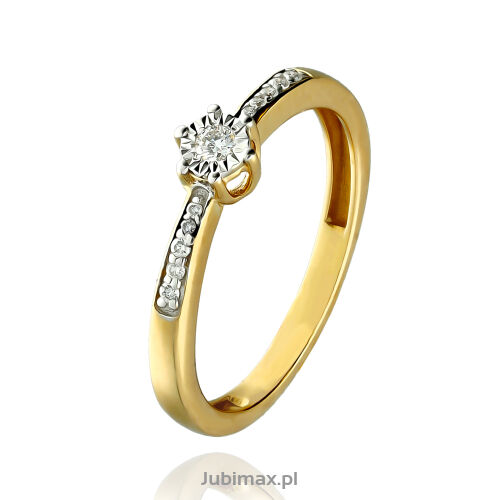 Pierścionek z brylantami 0,10ct żółte złoto r13