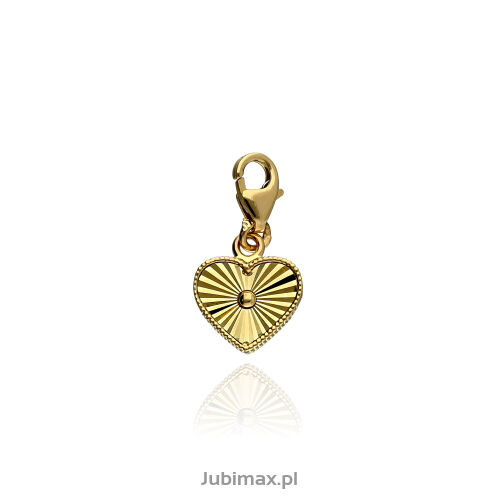 Zawieszka złota pr.585 charms wiszący serce ryflow