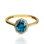 Pierścionek london blue topaz 1,60ct i brylanty r16