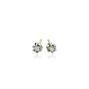 Kolczyki z brylantami 0,18ct żółte złoto sztyft