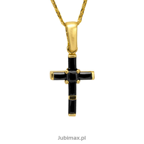 Zawieszka złota pr.585 z cyrkoniami krzyż