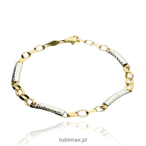 Bransoletka złota pr.375 z białym złotem 19cm