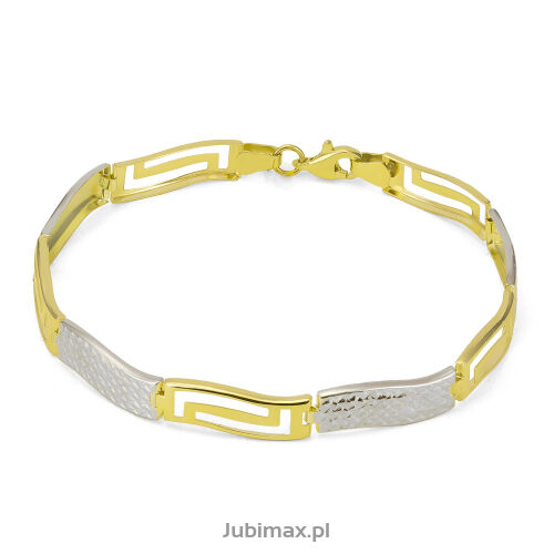Bransoletka złota pr.375 z białym złotem 18cm
