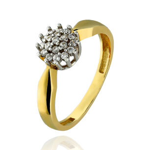 Pierścionek złoty pr.375 z cyrkoniami r16