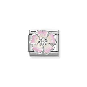 Nomination Link Silver 925 330321-17 Różowy kwiat
