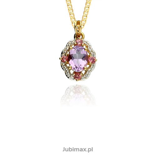 Zawieszka z ametystem różowym 0,97ct i topazami