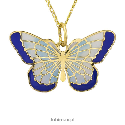 Zawieszka złota pr.585 emalia motyl