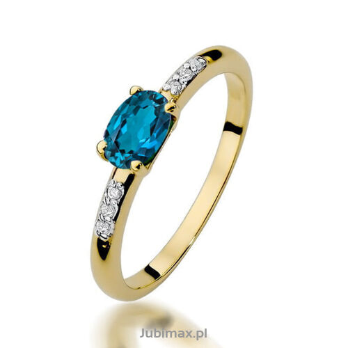 Pierścionek z london blue topazem W077 0,50ct r14