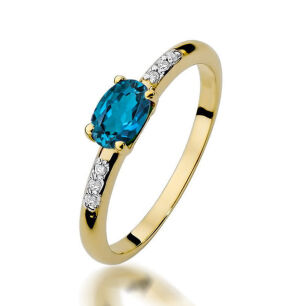 Pierścionek z london blue topazem W077 0,50ct r14