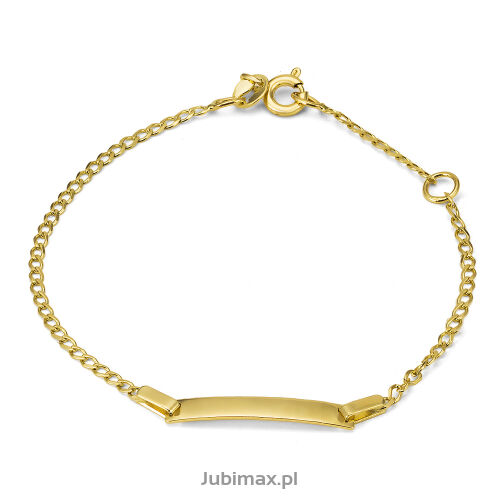 Bransoletka złota pr.585 z blaszką dziecięca 16cm