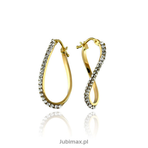 Kolczyki złote pr.333 z cyrkoniami owalne kręcone