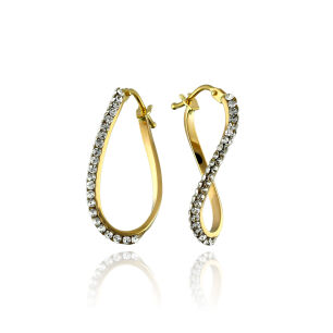 Kolczyki złote pr.333 z cyrkoniami owalne kręcone