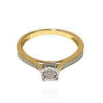 Pierścionek z brylantami 0,13ct żółte złoto r16