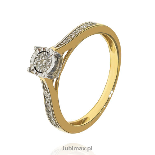 Pierścionek z brylantami 0,13ct żółte złoto r16