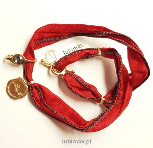 Bransoletka srebrna Motyle MJG3018 czerwona