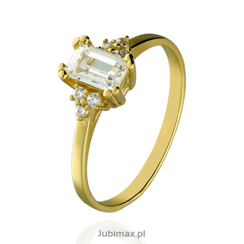 Pierścionek złoty pr.375 z cyrkoniami r17