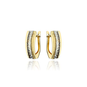 Kolczyki złote pr.375 młotkowane z białym złotem